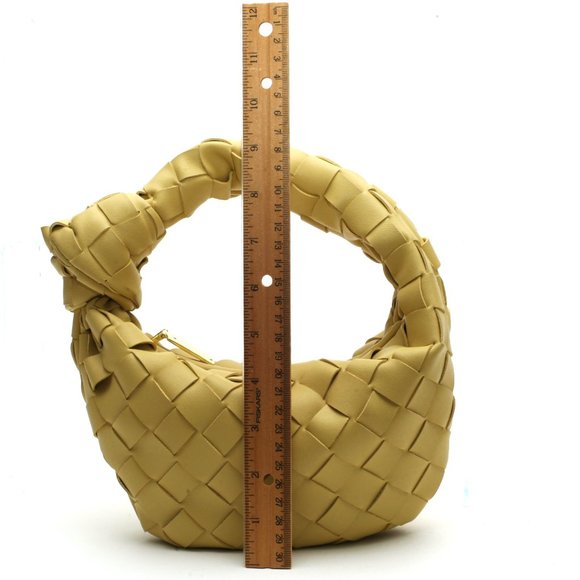 New Yellow Basket Weave Mini Tote Knot in Handle - Picture 3 of 5